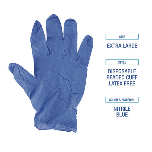 Disposable General-purpose Nitrile Gloves, X-large, Blue, 4 Mil, 1,000/carton