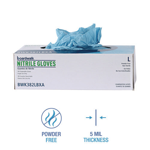 Disposable Examination Nitrile Gloves, Large, Blue, 5 Mil, 1,000/carton