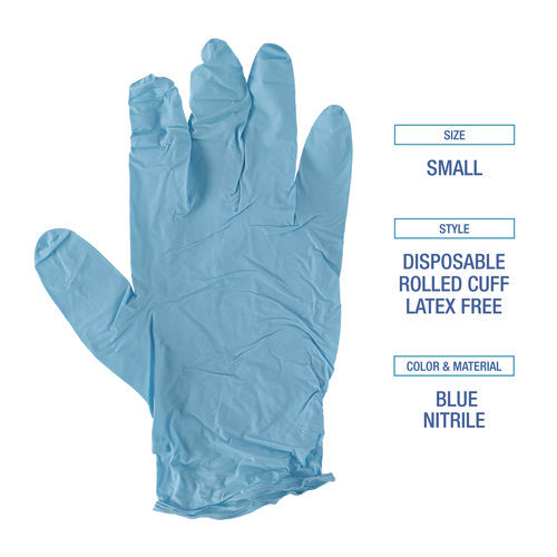 Disposable Examination Nitrile Gloves, Small, Blue, 5 Mil, 100/box