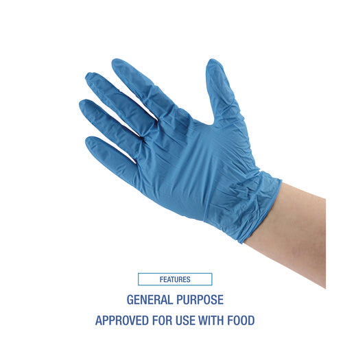 Disposable Powder-free Nitrile Gloves, Medium, Blue, 5 Mil, 100/box