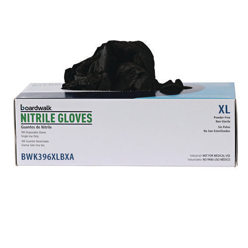 Disposable General-purpose Powder-free Nitrile Gloves, X-large, Black, 4.4 Mil, 100/box