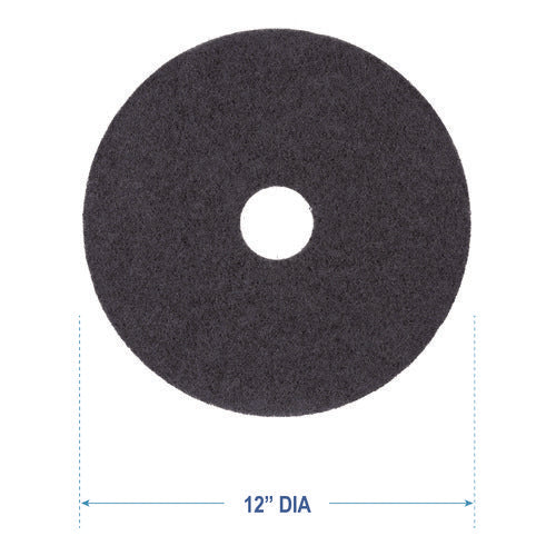 Stripping Floor Pads, 12" Diameter, Black, 5/carton