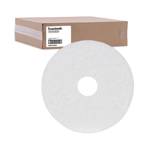 Polishing Floor Pads, 15" Diameter, White, 5/carton