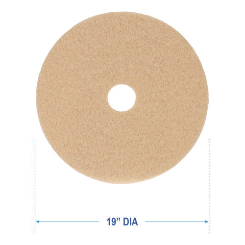 Burnishing Floor Pads, 19" Diameter, Tan, 5/carton