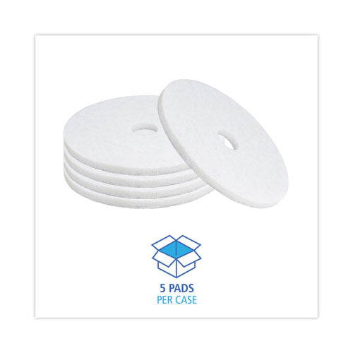 Polishing Floor Pads, 19" Diameter, White, 5/carton