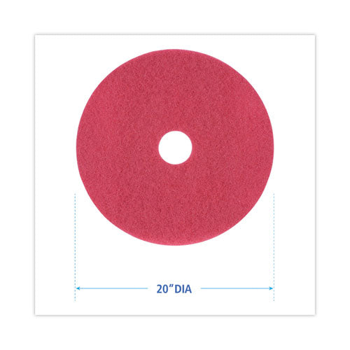 Buffing Floor Pads, 20" Diameter, Red, 5/carton