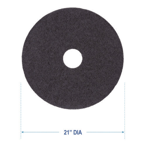 Stripping Floor Pads, 21" Diameter, Black, 5/carton