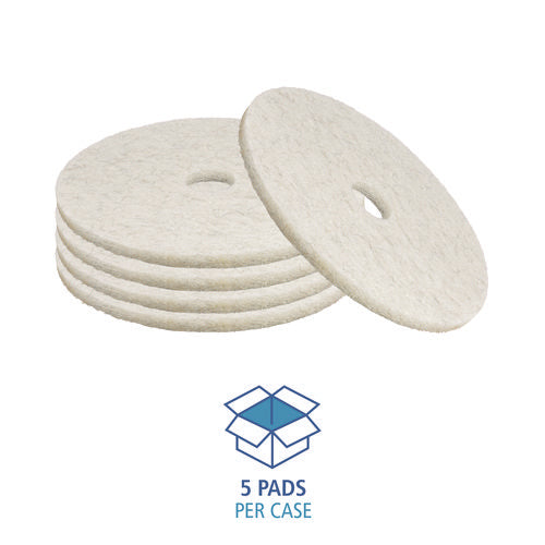 Natural Burnishing Floor Pads, 21" Diameter, White, 5/carton