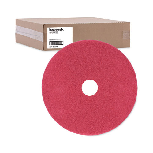 Buffing Floor Pads, 21" Diameter, Red, 5/carton