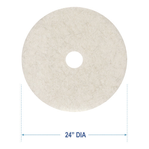 Natural Burnishing Floor Pads, 24" Diameter, White, 5/carton