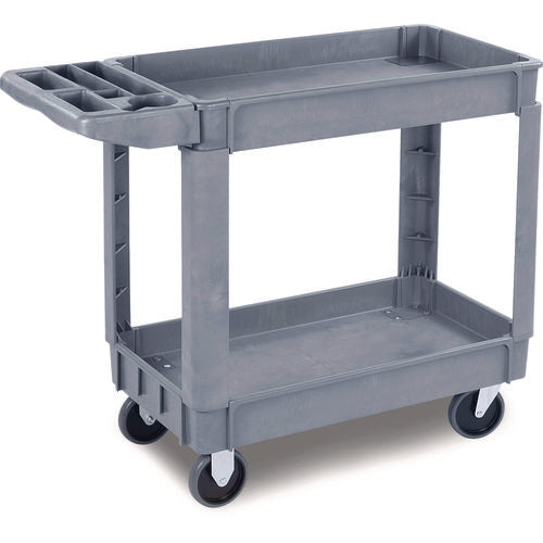 Two-shelf Utility Cart, Plastic, 2 Shelves, 500 Lb Capacity, 17.25" X 40" X 33.5", Gray