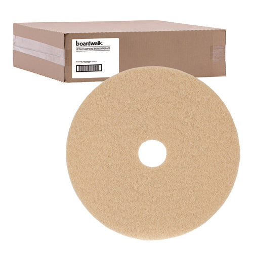 Burnishing Floor Pads, 27" Diameter, Tan, 5/carton