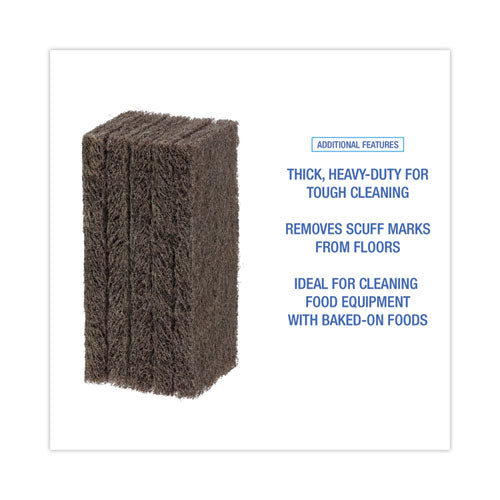 Heavy-duty Scouring Pad, 4.63 X 10, Brown, 20/carton