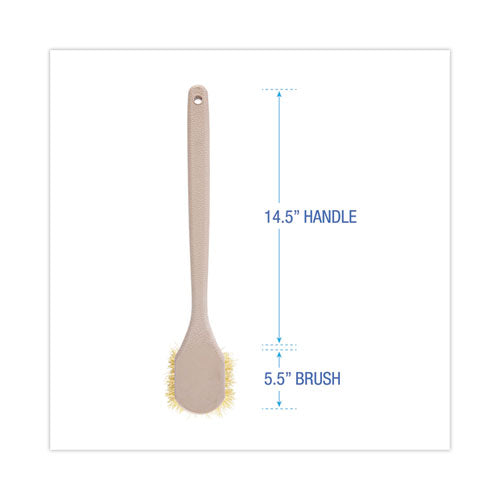 Utility Brush, Cream Polypropylene Bristles, 5.5" Brush, 14.5" Tan Plastic Handle