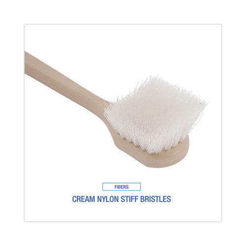 Utility Brush, Cream Nylon Bristles, 5.5" Brush, 14.5" Tan Plastic Handle