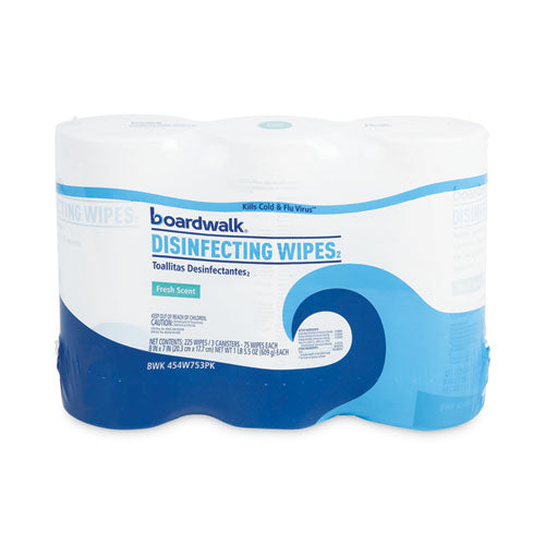 Quat-based Disinfecting Wipes, 7 X 8, Fresh Scent, 75/canister, 12 Canisters/carton