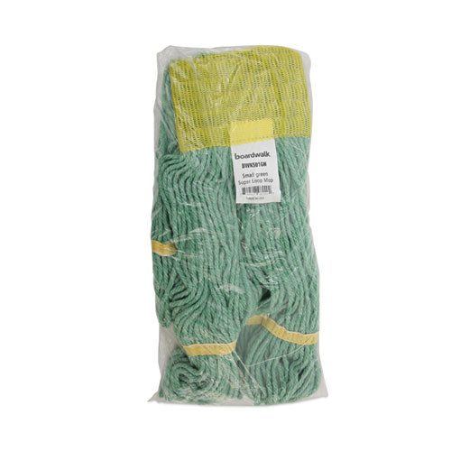 Super Loop Wet Mop Head, Cotton/synthetic Fiber, 5" Headband, Small Size, Green, 12/carton