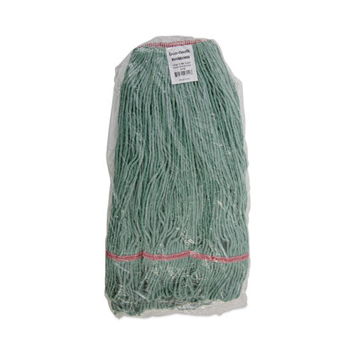 Narrowband Looped-end Mop Head, Premium Standard Head, Cotton/rayon Fiber, Large, Green