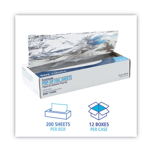 Standard Duty Aluminum Foil Pop-up Sheets, 63 Gauge, 12 X 10.75, 200 Sheets/box, 12 Boxes/carton