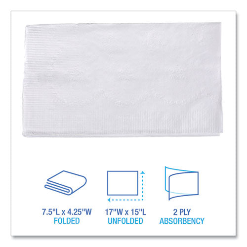 1/8-fold Dinner Napkins, 2-ply, 15 X 17, White, 300/pack, 10 Packs/carton