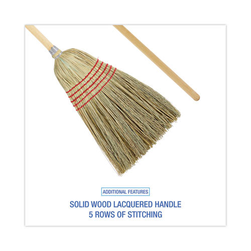 Parlor Broom, Yucca/corn Fiber Bristles, 56" Overall Length, Natural, 12/carton