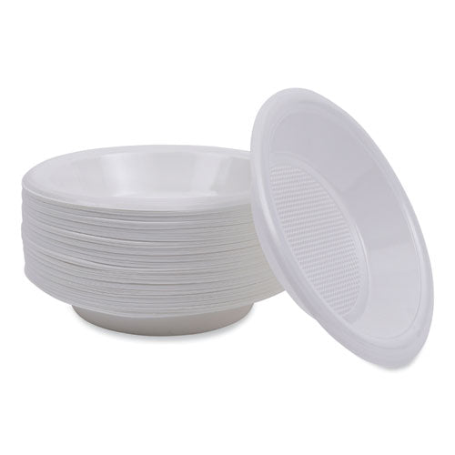 Hi-impact Plastic Dinnerware, Bowl, 10 To 12 Oz, White, 1,000/carton