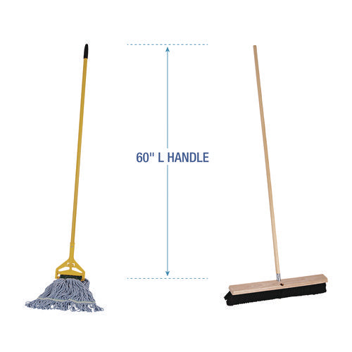 Cleaning Kit, Medium Blue Cotton/rayon/synthetic Head, 60" Natural/yellow Wood/metal Handle