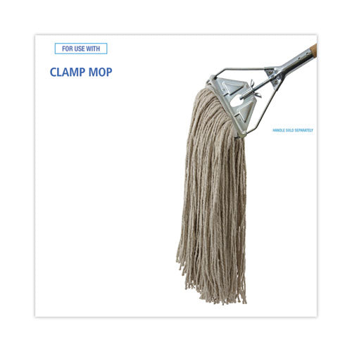 Mop Head, Cotton, Cut-end, White, 4-ply, 32oz, 12/carton