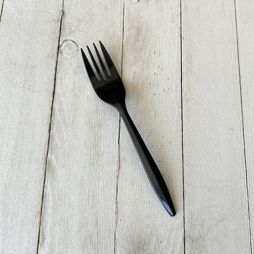 Mediumweight Polypropylene Cutlery, Fork, Black, 1,000/carton