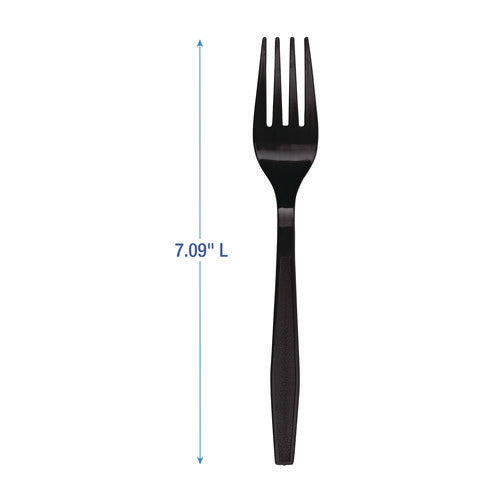 Heavyweight Polypropylene Cutlery, Fork, Black, 1000/carton