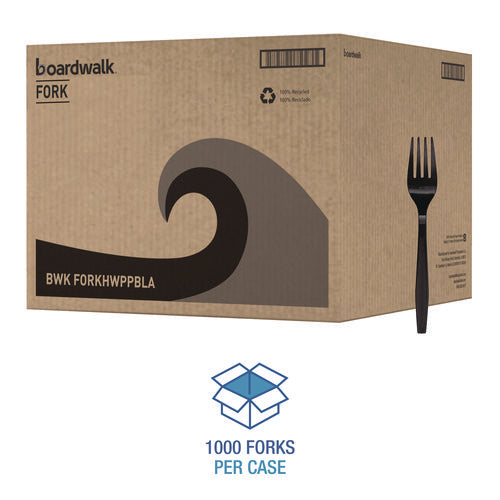 Heavyweight Polypropylene Cutlery, Fork, Black, 1000/carton