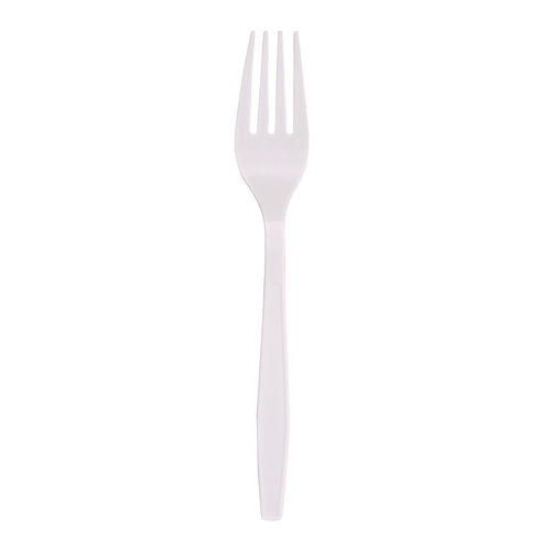 Heavyweight Polypropylene Cutlery, Fork, White, 1000/carton