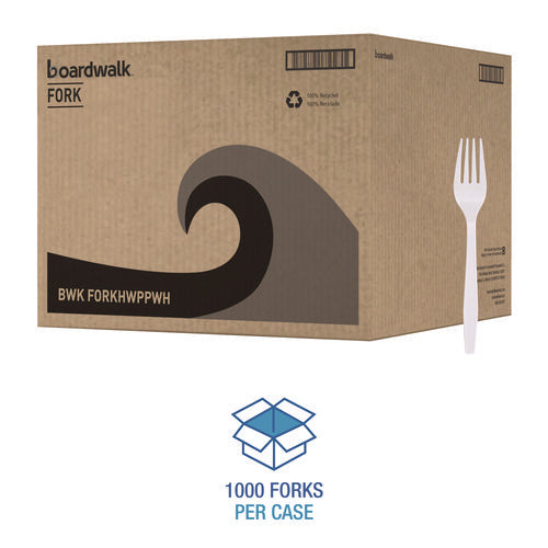 Heavyweight Polypropylene Cutlery, Fork, White, 1000/carton