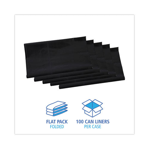 Linear Low Density Industrial Can Liners, 45 Gal, 1.7 Mil, 40" X 46", Black, Flat Pack, 100/carton