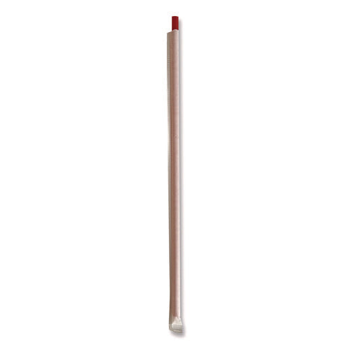 Wrapped Giant Straws, 10.25", Polypropylene, Red, 1,200/carton