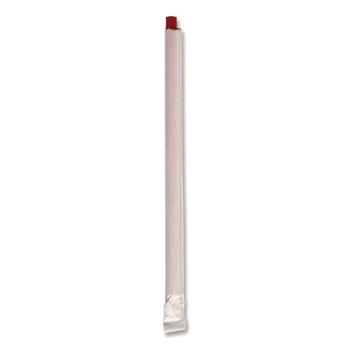 Wrapped Giant Straws, 7.75", Polypropylene, Red, 7,200/carton