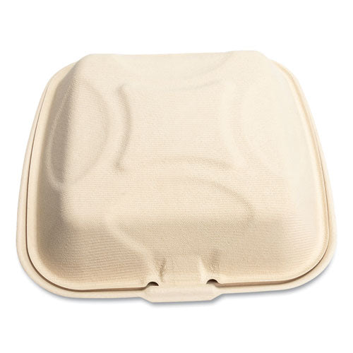 Bagasse Pfas-free Food Containers, 1-compartment, 9 X 9 X 3.19, Tan, Bamboo/sugarcane, 100/sleeve, 2 Sleeves/carton