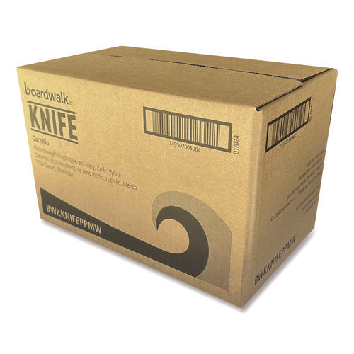 Mediumweight Polypropylene Cutlery, Knife, White, 1,000/carton