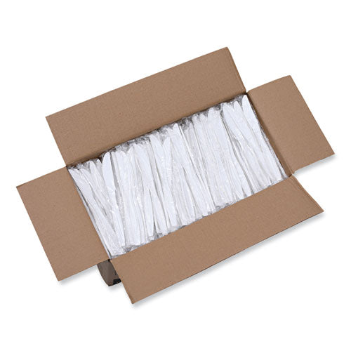 Heavyweight Wrapped Polypropylene Cutlery, Knife, White, 1,000/carton