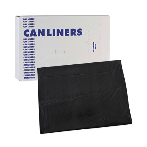 Linear Low Density Industrial Can Liners, 60 Gal, 0.7 Mil, 38" X 58", Black, Flat Pack, 100/carton