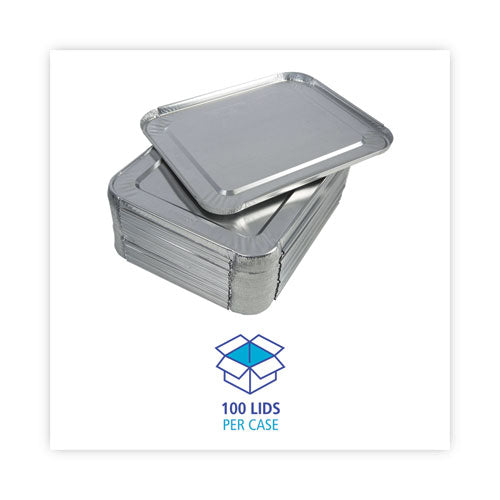 Aluminum Steam Table Pan Lids, Fits Half-size Deep Pan, 290 Gauge, 0.63" Deep, 10.5 X 12.81, 100/carton