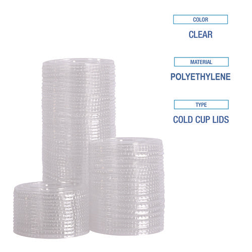 Crystal-clear Cold Cup Straw-slot Lids, Fits 9 Oz Squat/12 Oz Pet Cups, 100/pack