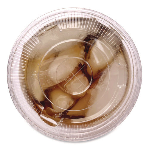 Crystal-clear Cold Cup Straw-slot Lids, Fits 9 Oz Squat/12 Oz Pet Cups, 1,000/carton