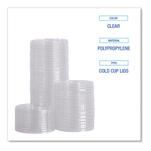 Pet Cold Cup Lids, Fits 14 Oz To 24 Oz Plastic Cups, Clear, 100/sleeve, 10 Sleeves/carton