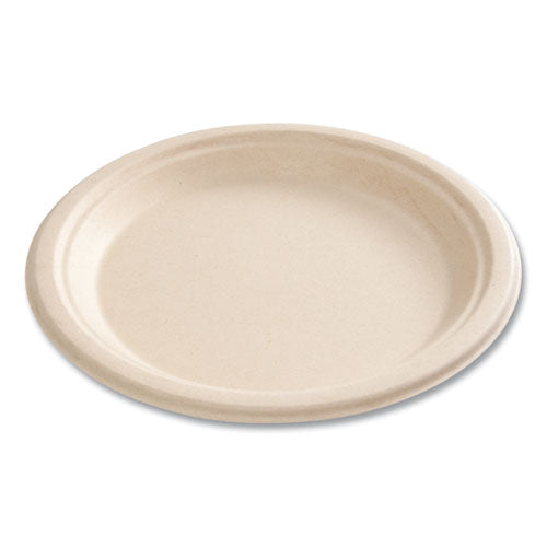 Bagasse Pfas-free Dinnerware, Plate, 9" Dia, Tan, 500/carton