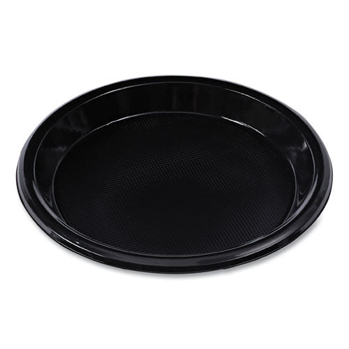 Hi-impact Plastic Dinnerware, Plate, 10" Dia, Black, 125/sleeve, 4 Sleeves/carton