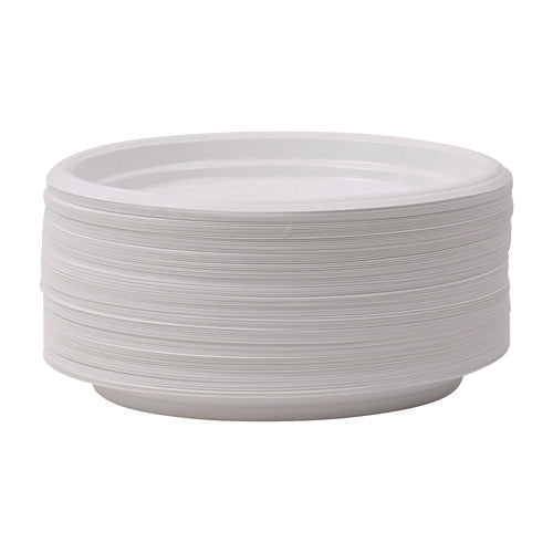 Hi-impact Plastic Dinnerware, Plate, 9" Dia, White, 500/carton