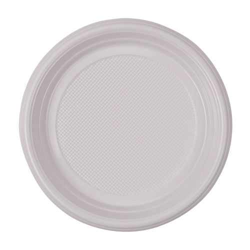 Hi-impact Plastic Dinnerware, Plate, 9" Dia, White, 500/carton