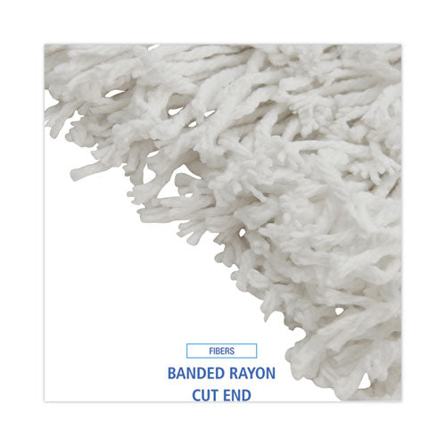 Cut-end Wet Mop Heads, Rayon, White, 12/carton