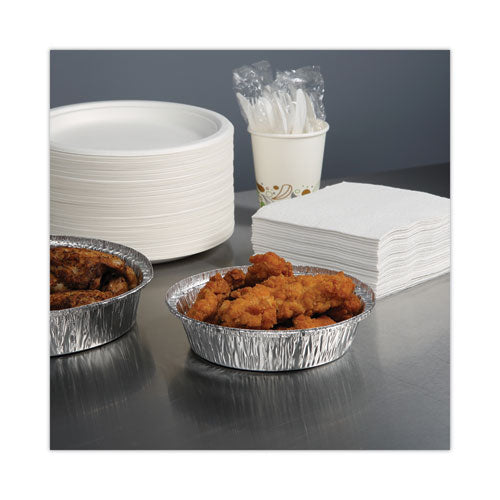 Round Aluminum To-go Containers, 250 Gauge, 24 Oz, 7" Diameter X 1.47"h, Silver, 500/carton